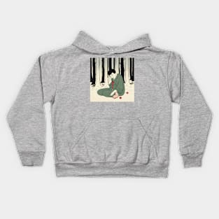 Anime style man sitting in forest Kids Hoodie